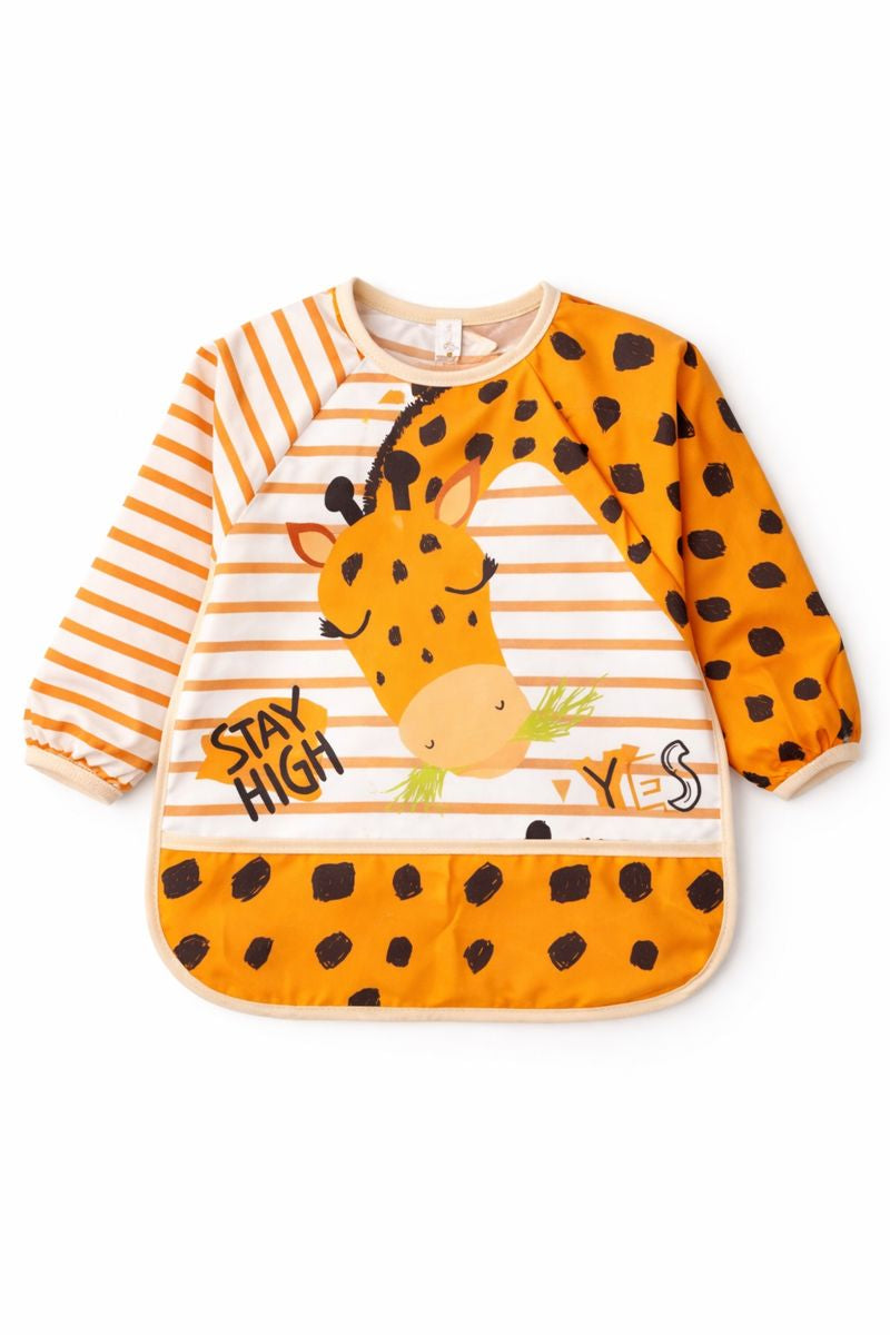 Giraffe Pattern Waterproof Long Sleeve Baby Feeding & Activity Bib