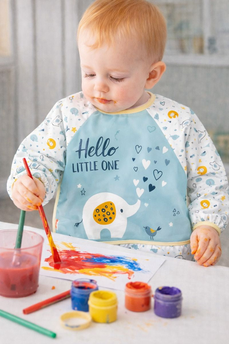 Elephant Pattern Waterproof Long Sleeve Baby Feeding & Activity Bib