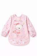 Dance of Stars Bear Pattern Pink Waterproof Long Sleeve Baby Feeding & Activity Bib