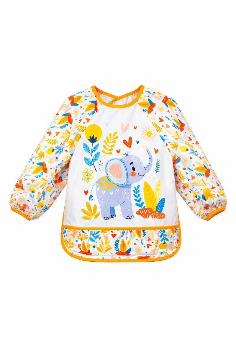Long Sleeve Wearable Elephant Pattern Waterproof Baby Feeding & Activity Bib
