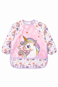 Pink Unicorn Pattern Waterproof Long Sleeve Baby Bib