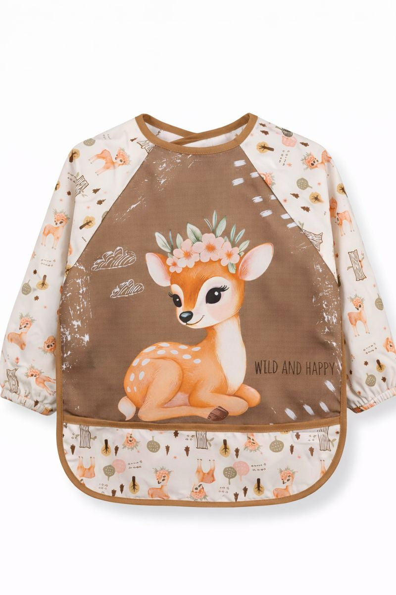 Long Sleeve Wearable Deer Pattern Waterproof Baby Feeding & Activity Bib