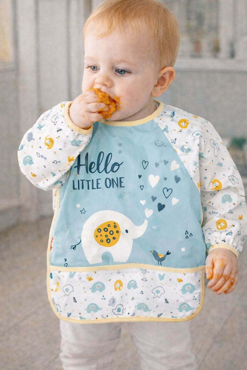Elephant Pattern Waterproof Long Sleeve Baby Feeding & Activity Bib