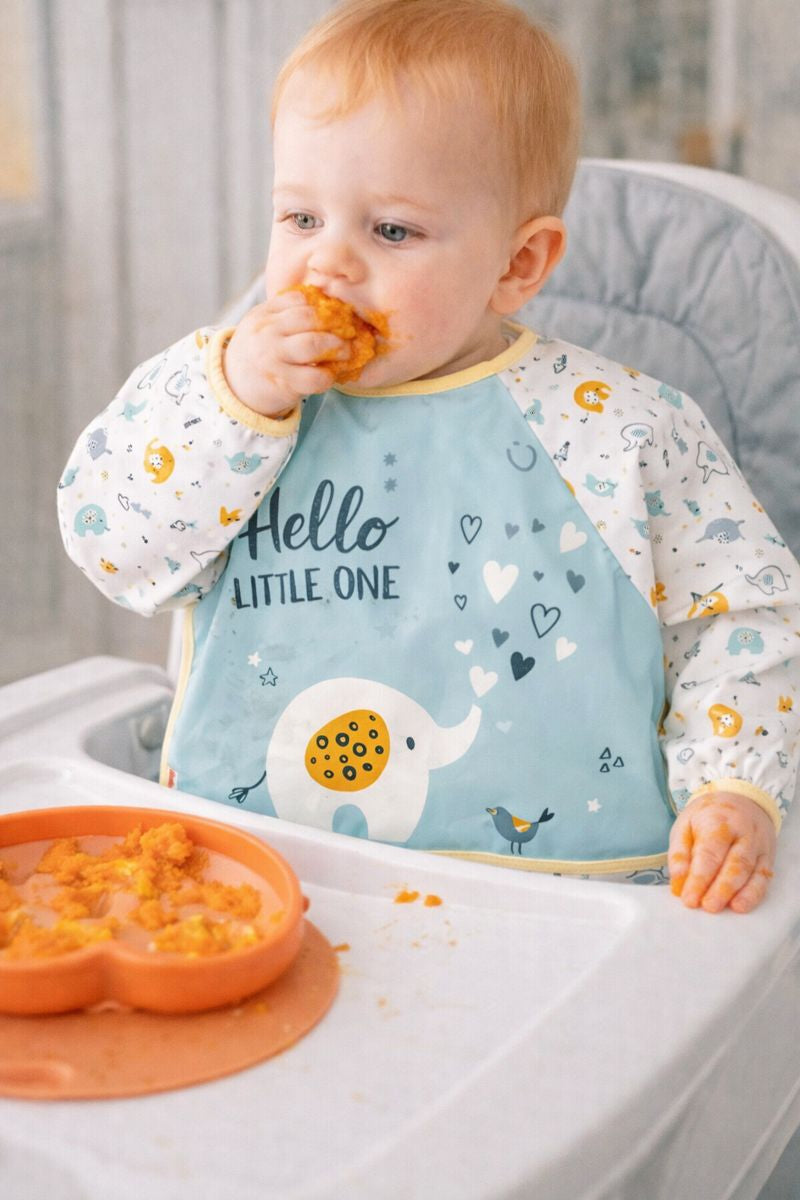 Elephant Pattern Waterproof Long Sleeve Baby Feeding & Activity Bib