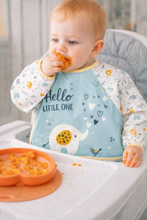 Elephant Pattern Waterproof Long Sleeve Baby Feeding & Activity Bib