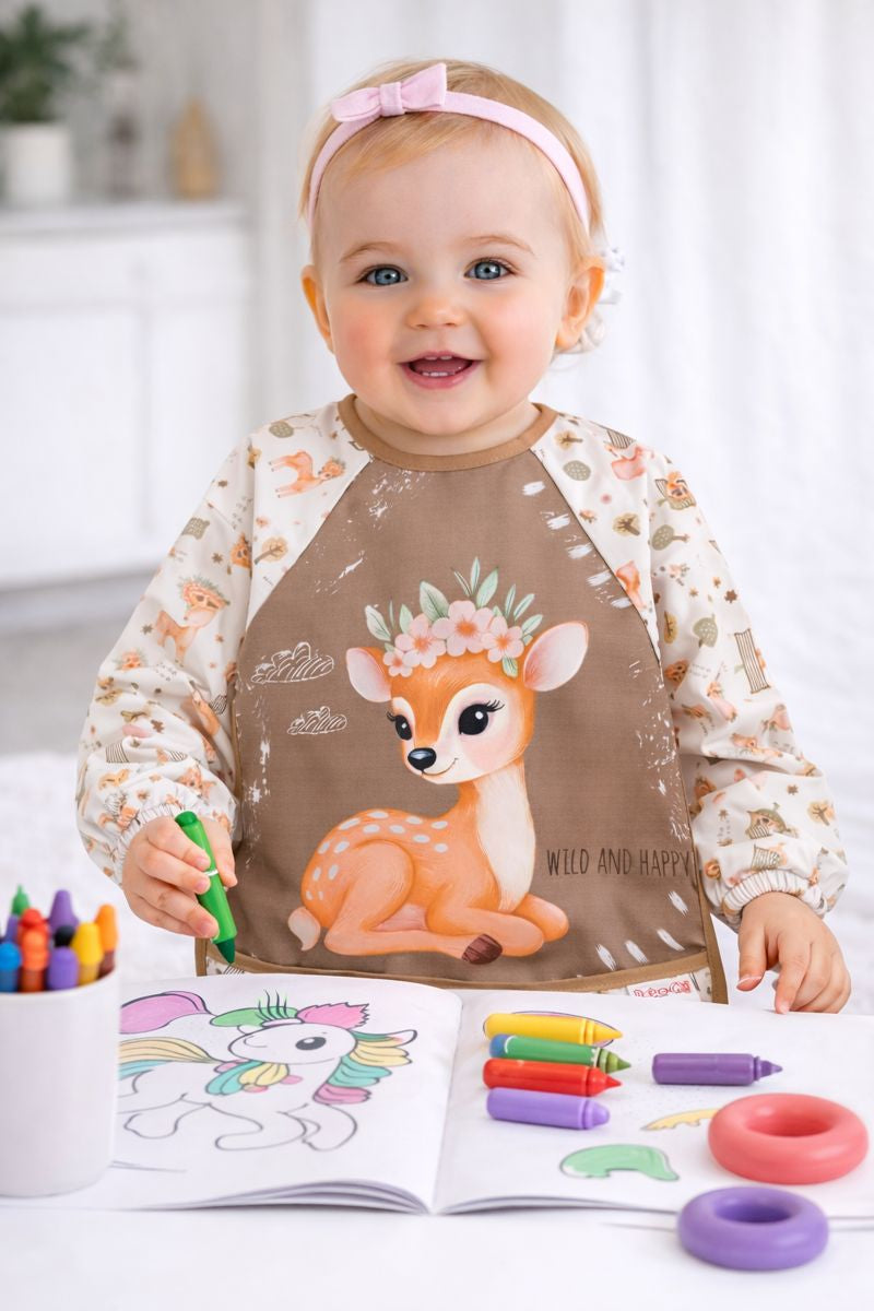 Long Sleeve Wearable Deer Pattern Waterproof Baby Feeding & Activity Bib