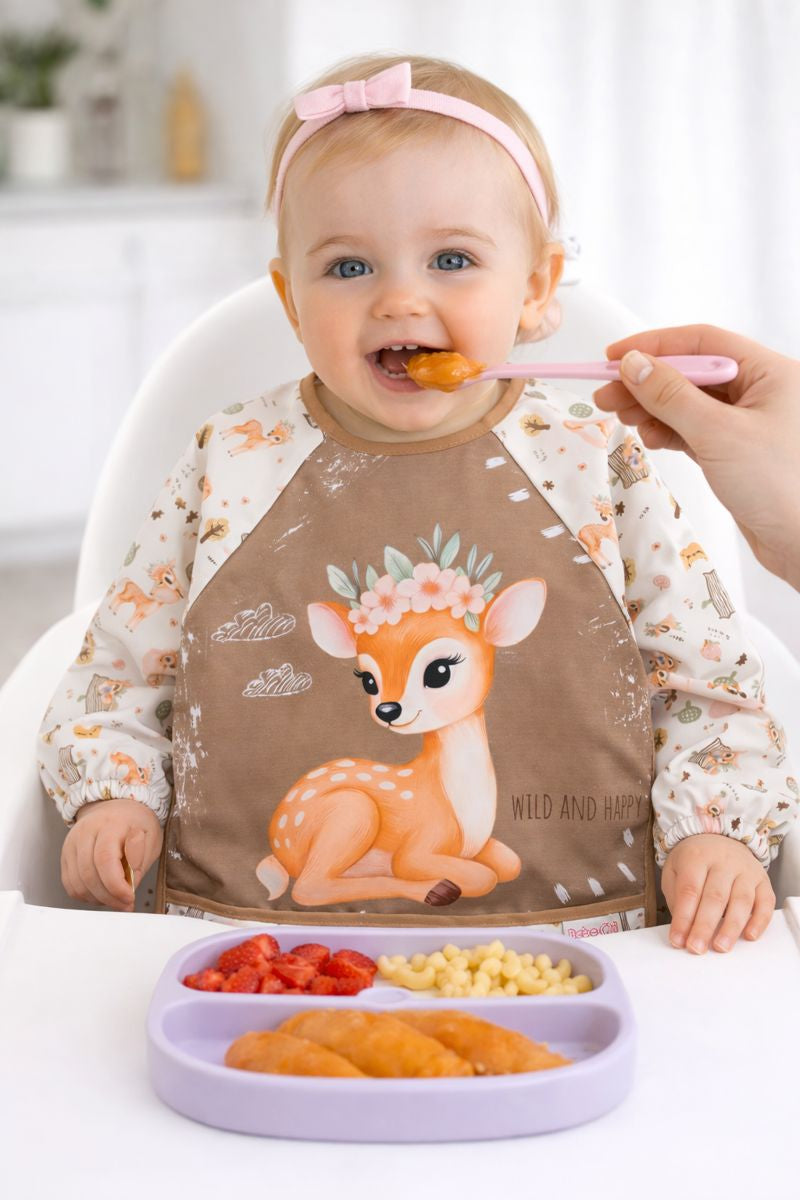 Long Sleeve Wearable Deer Pattern Waterproof Baby Feeding & Activity Bib