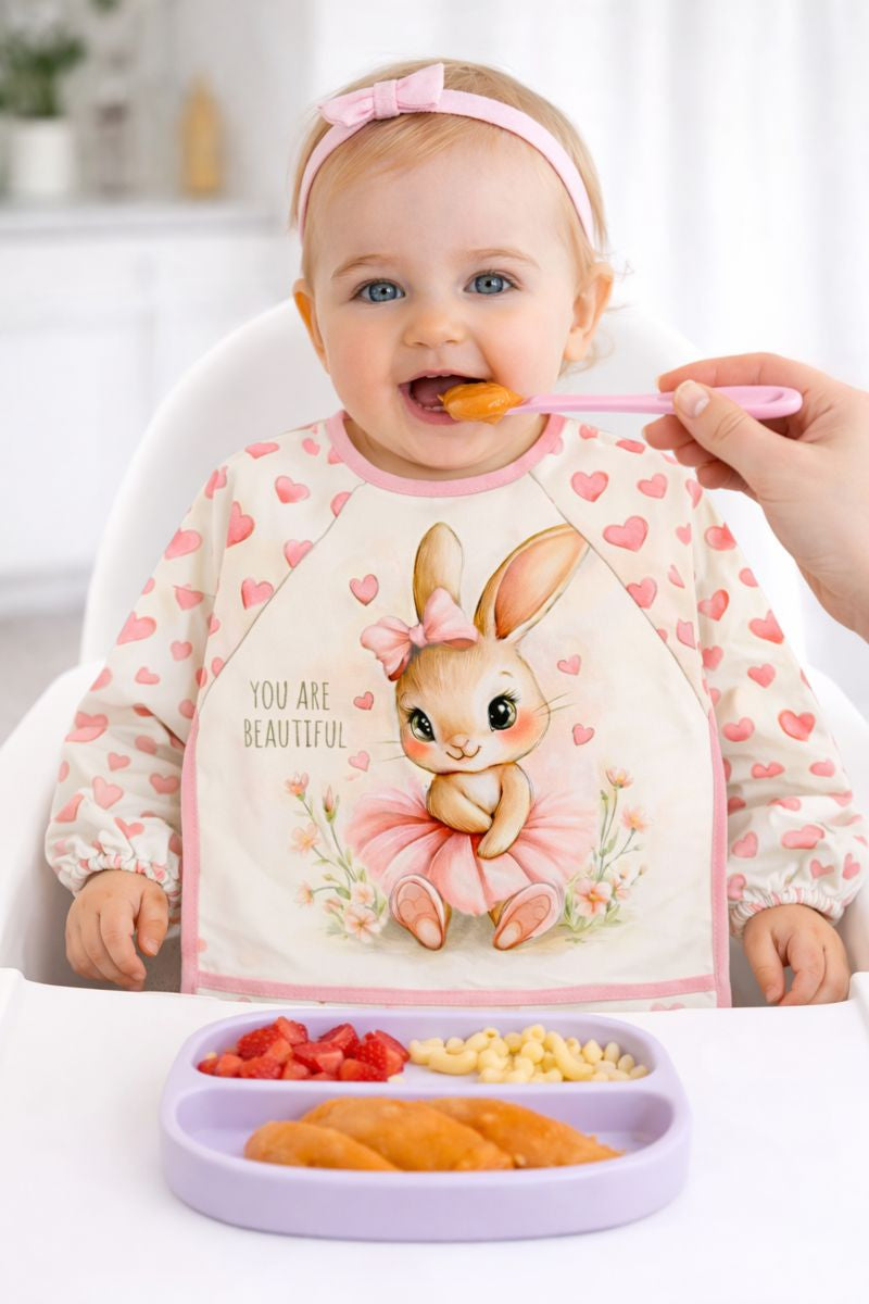 Long Sleeve Wearable Rabbit Pattern Waterproof Baby Feeding & Activity Bib